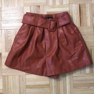 High waisted pleather shorts